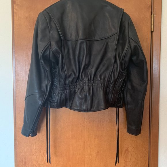 Pristine California Creations Woman's 12 Black Leather Motorcycle Jacket - Picture 13 of 14